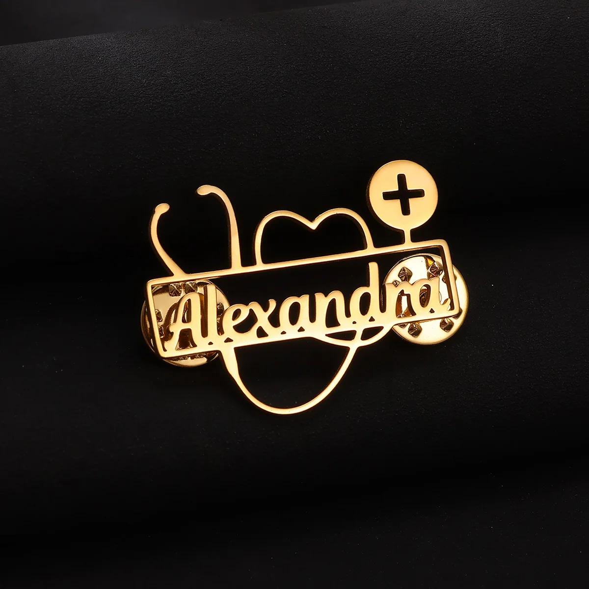 Estetoscópio personalizado broche coração cruz pinos crachá médico enfermeira rn. dr. nome jóias para aniversário enfermeiras dia anjo presente