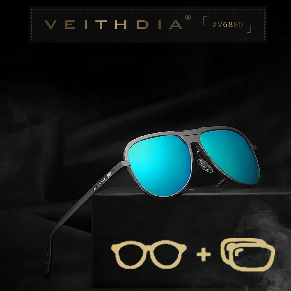 

VEITHDIA Brand New Arrival Customize Prescription Sunglasses Polarized UV400 Lens Eyewear Myopia Glasses For Male Female VPX6880