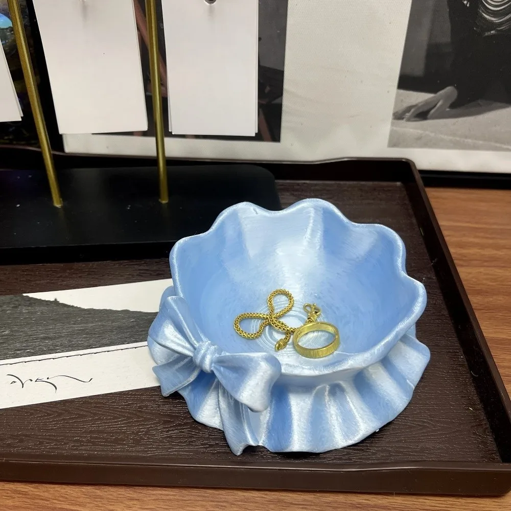 

Элегантная подставка для украшений с 3D-печатью, декоративная подставка для колец с милым бантом и лентой, креативные тарелки для украшений в стиле барокко, домашние украшения