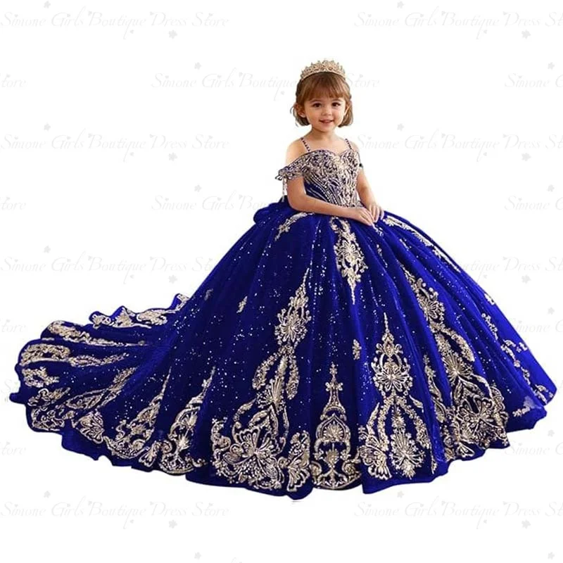 Customized Red Lace Appliques Flower Girl Dresses for Wedding With Train Bow Floor Length Birthday Party First Communion Gowns image 6