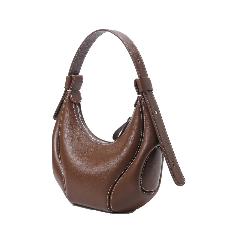 Women's Designer Brown Hand Bag Stylish Girl's Luxury Half MShoulder Bag Crossbody Bag Promotional Gift Handbags for Mummy
