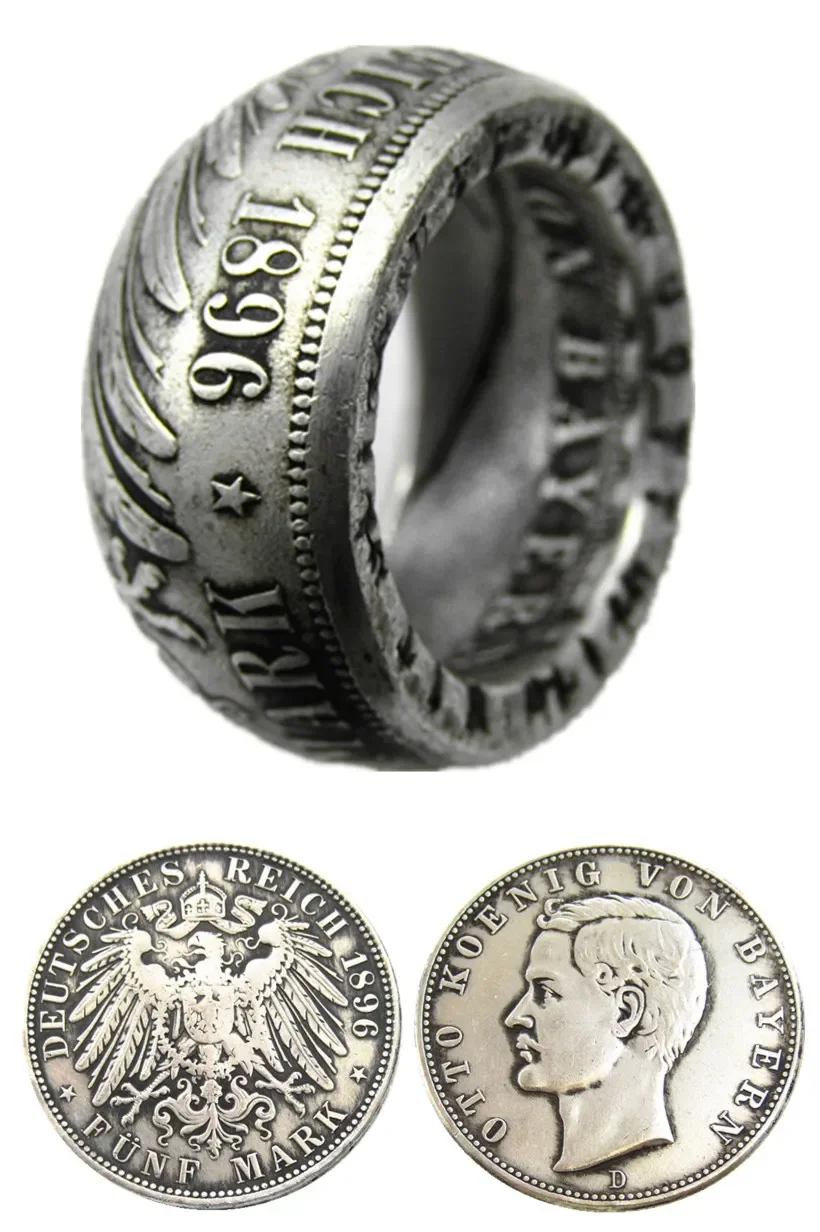 Germany Coin Ring 5 MARK 1896  Alloy Handmade In Sizes 8-16
