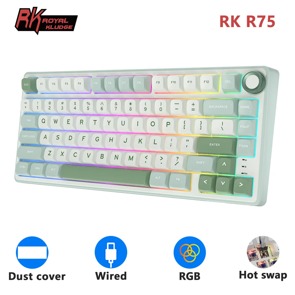 RK  KLUDGE R75 メカニカルキーボード 有線 RK Royal Kludge R75 ガスケット有線メカニカルキーボード 80 キー RGB