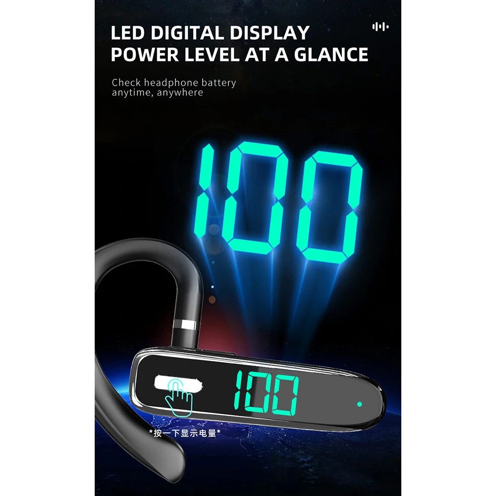 Wireless Bluetooth-compatible Headset K50 Hanging Ear Enc Call Noise Reduction Digital Display Business Earphone