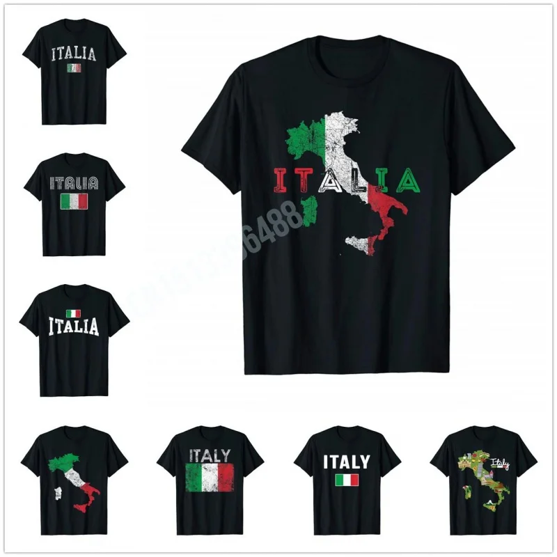 Men Women T Shirt More Design Italy Flag Vintage Italian design Italia T-Shirt Map Tops 100% Cotton  Tees
