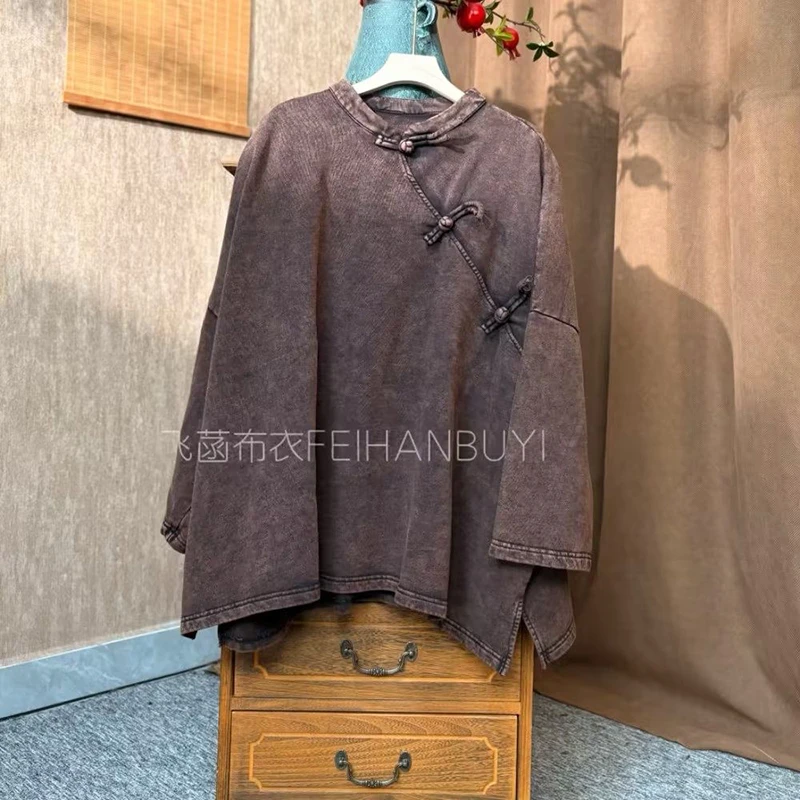 

Spring/autumn 2026 New Arrival Women Loose Fit Casual O-neck Long Sleeve Blouse Single Breasted Cotton Linen Vintage Shirts F79
