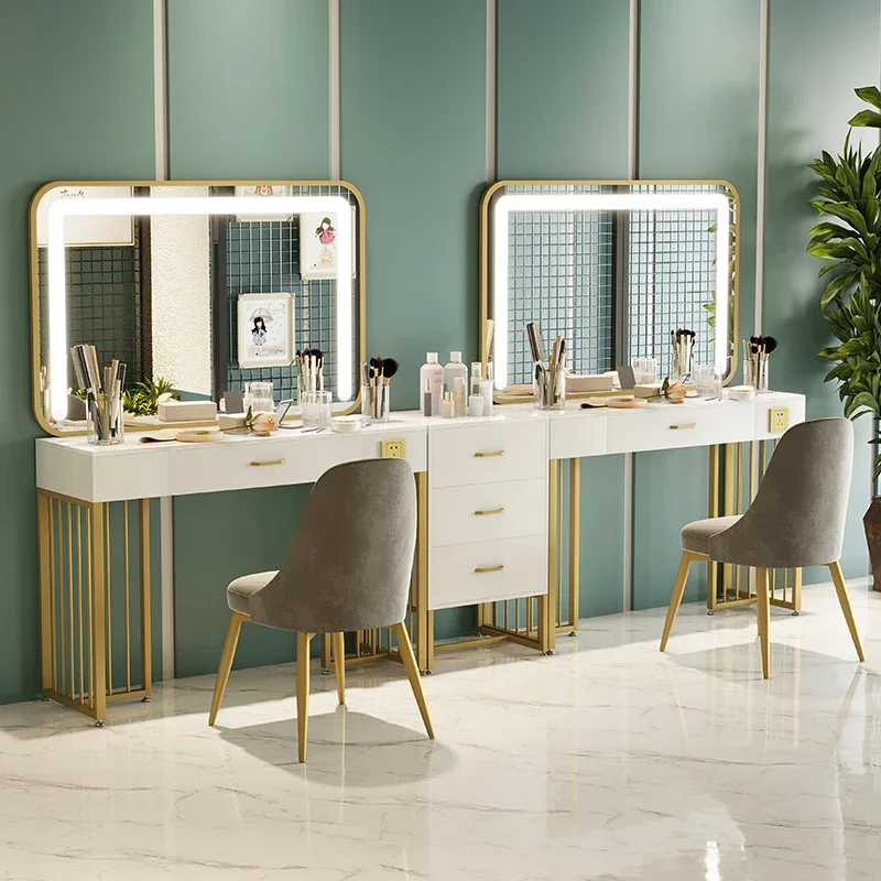 

Big Makeup Vanity Table Drawer Mirror Luxury Nordic Dressing Table White Chair Penteadeiras De Maquiagem Home Furniture