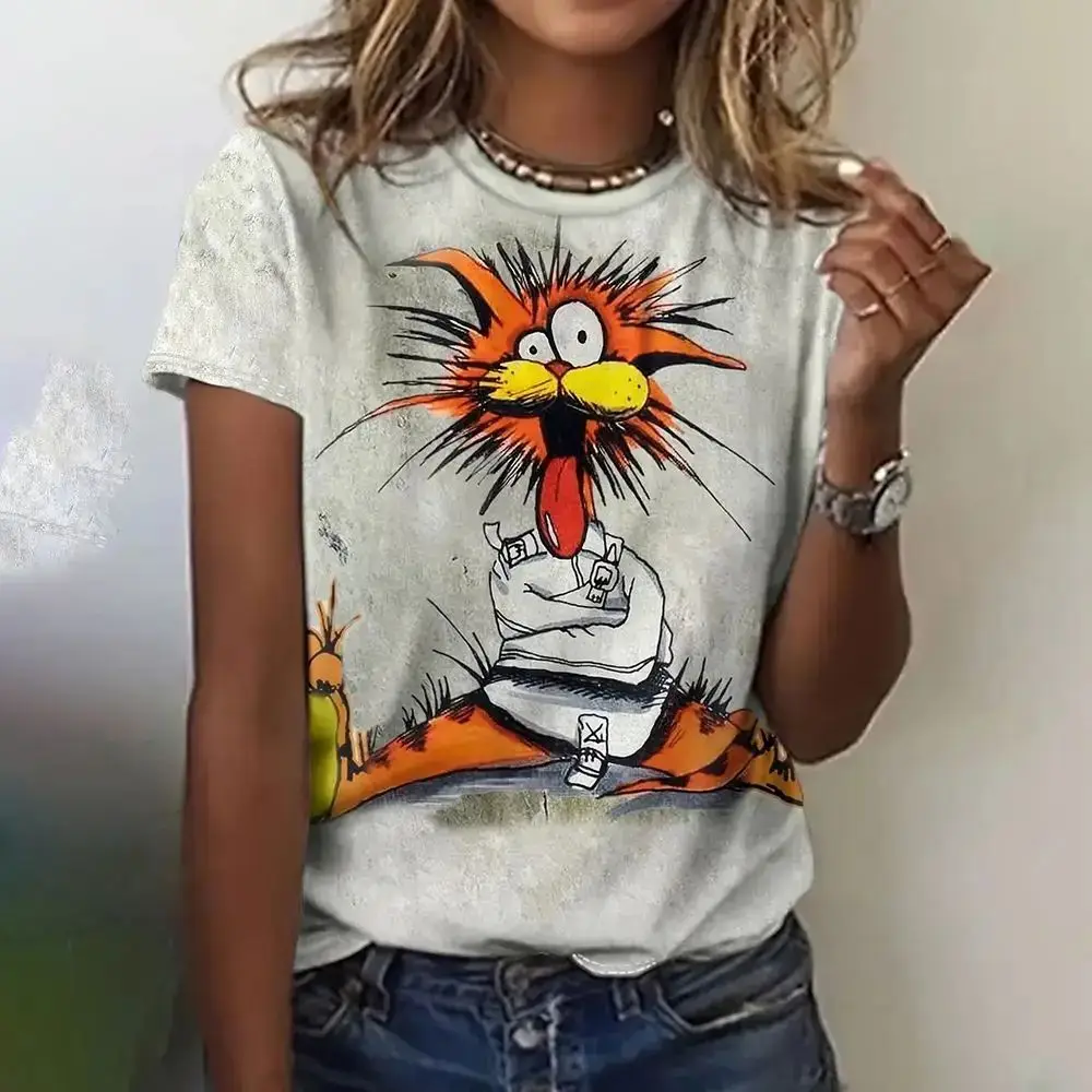 Summer Women\'s T Shirt Funny Animal 3d Print Oversized Clothing Fashion Crew Neck Casual Short Sleeve Pullover Female T-Shirts