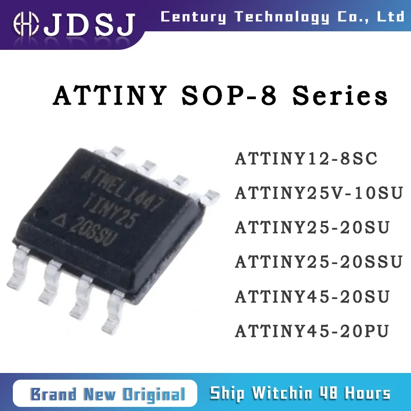 5PCS ATTINY12-8SC ATTINY25V-10SU ATTINY25-20SU ATTINY25-20SSU ATTINY45-20SU ATTINY45-20PU SOP8 Brand New Original IC Chip