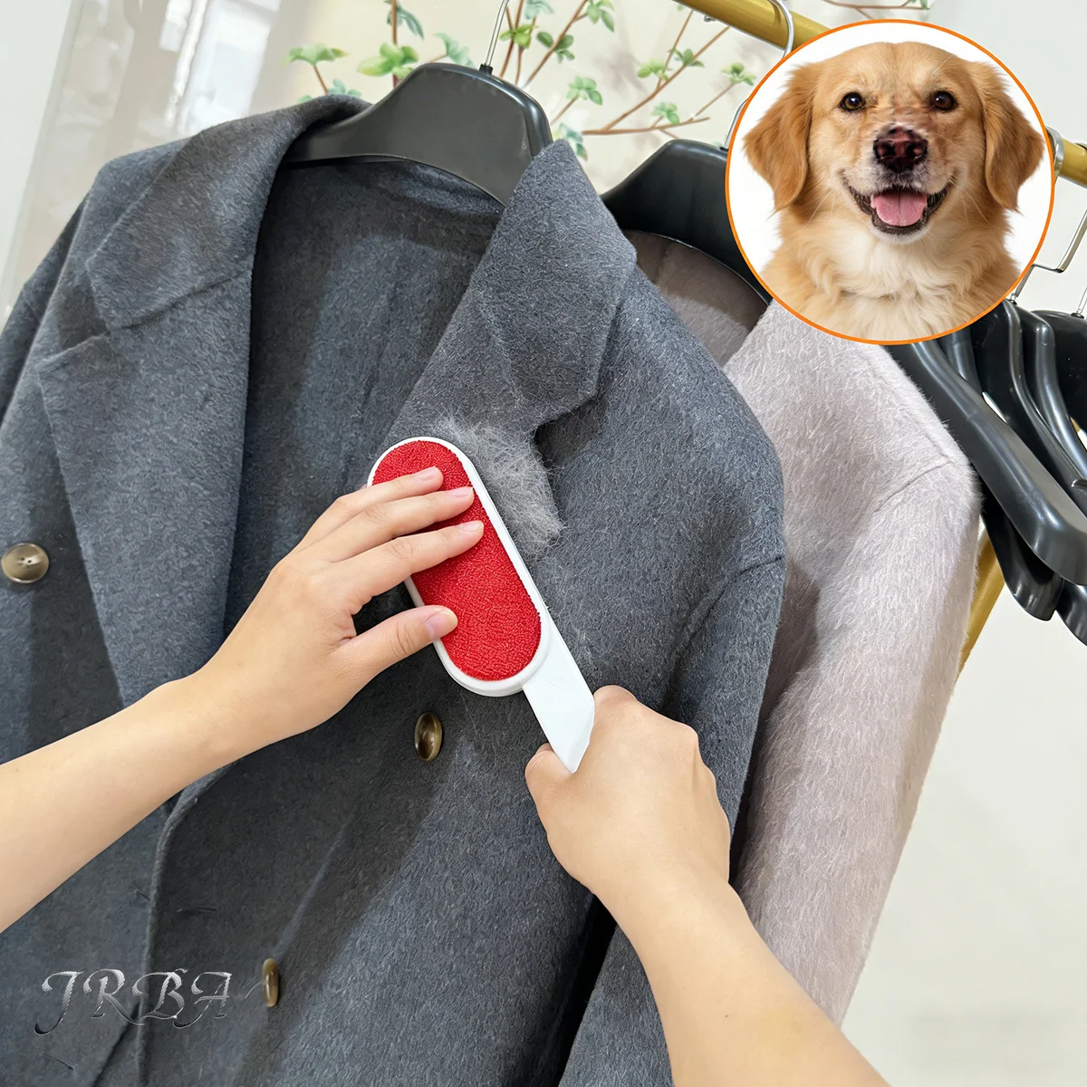 Self-cleaning Lint Sticking Roller 2 Sides Dedusting Brush Pet Hair Remover Brush Removing Dog Cat Hair from Sofa Carpet Clothes