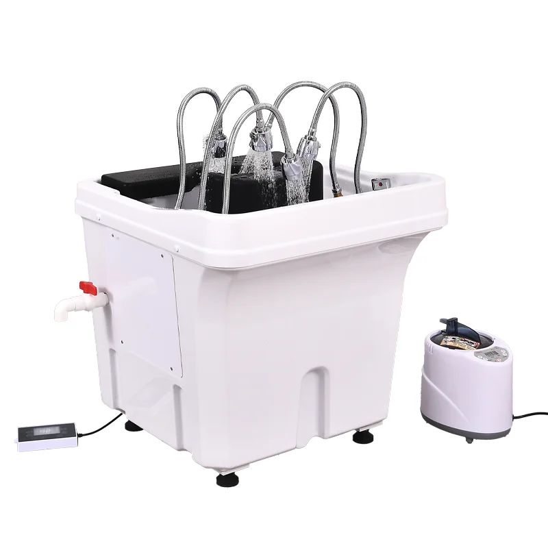 

New Six Head Heatable Water Circulation Mobile Tank Shampoo Basin Head SPA Fumigation Portable Wash Basin Sink For Hair Care