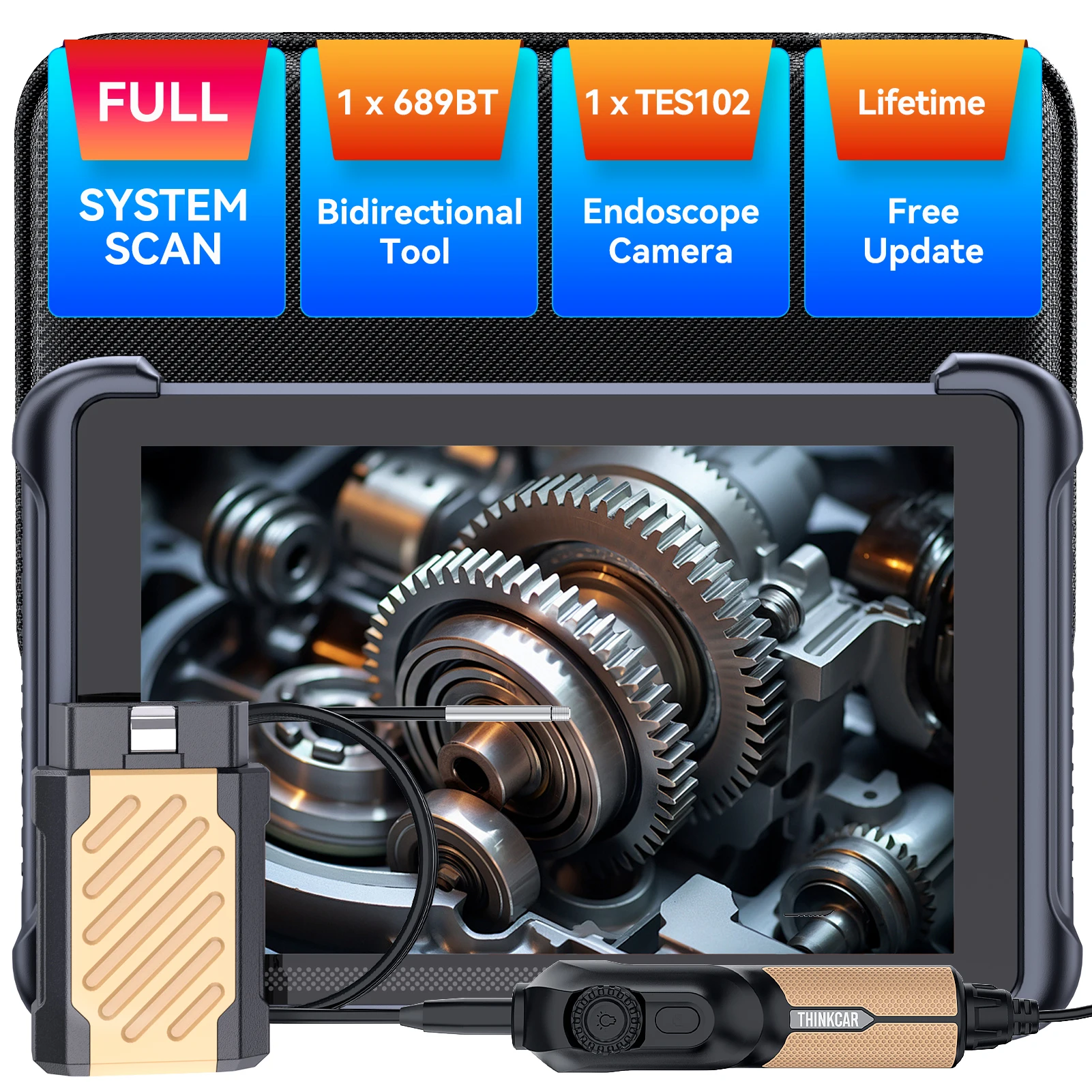 

THINKCAR THINKSCAN 689BT OBD2 Diagnostic Tool with THINKCAR Video Scope Bi-directional ECU Coding 35 Reset Lifetime Free Update