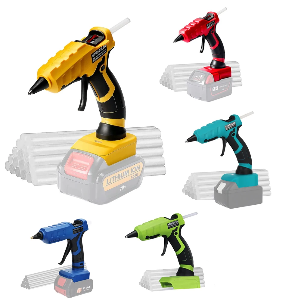 Cordless Hot Glue Gun 50W for Dewalt/Milwaukee/Makita/Bosch/Black Decker Li-ion Battery with 30 Glue Sticks Repair Tools