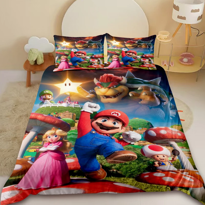 

Super Mario Duvet Cover Princess Peach Bedding Set Comforter Cover Quilt Cover Queen King Full Size Teens Girl Best Gift Bedroom