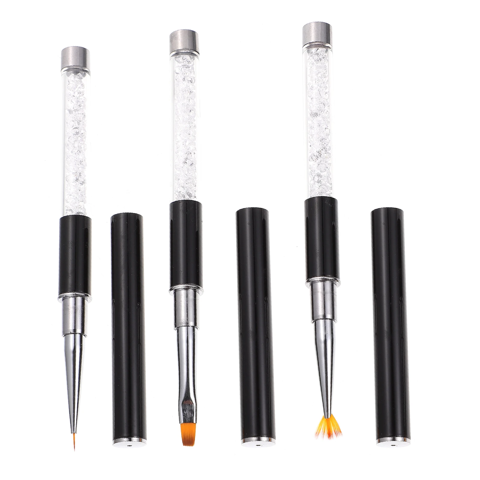 

3 Pcs Nail Art Brush Set Acrylic Fiber Aluminum Drawing Pen Manicure DIY Supplies Long H Sturdy Material Easy Use Gift