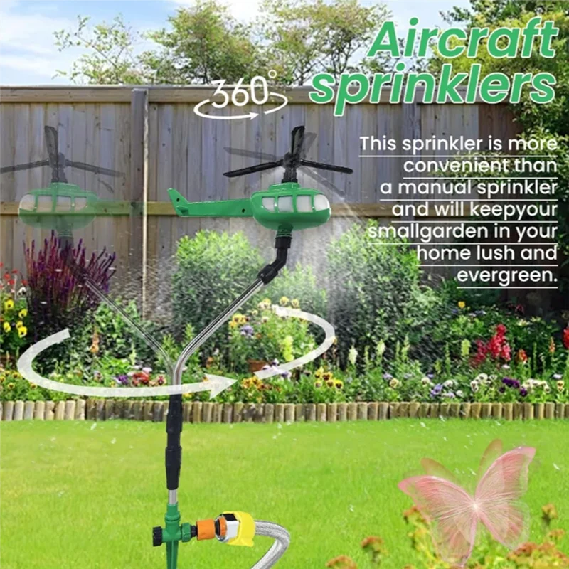 

AT21-Aircraft Garden Hose Thread Sprinkler 360-Degree Rotating Helicopter Water Sprinkler For Courtyard And Garden Irrigation