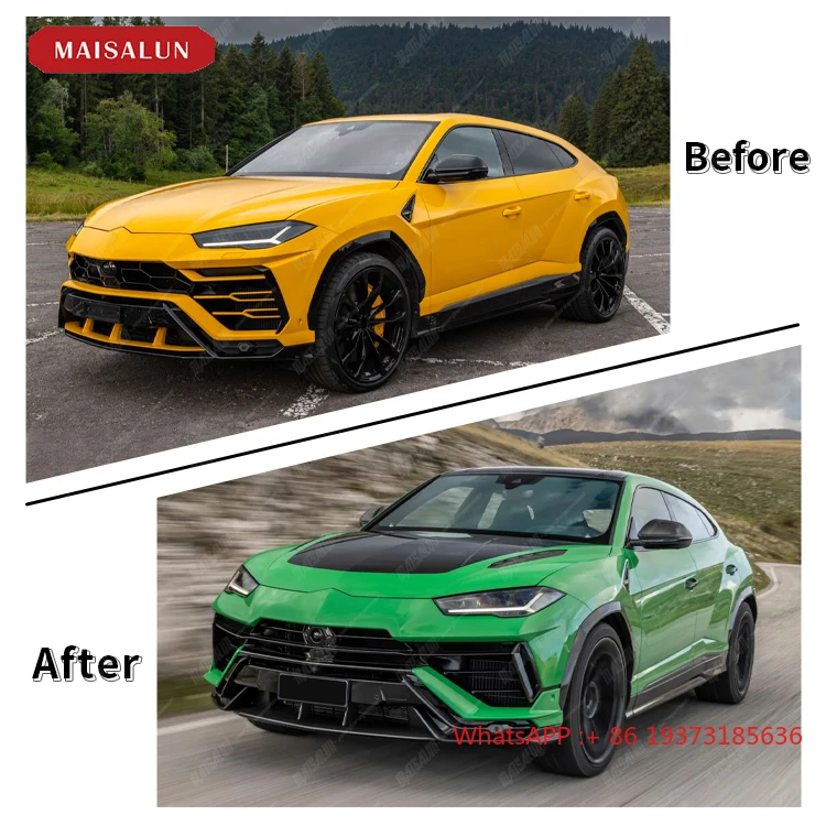 Super Car Conversion for Lamborghini URUS 18-22 to 23+ P Style Body Kits Car Bumpers Hood Spoiler Dry Carbon Fiber+PP Material