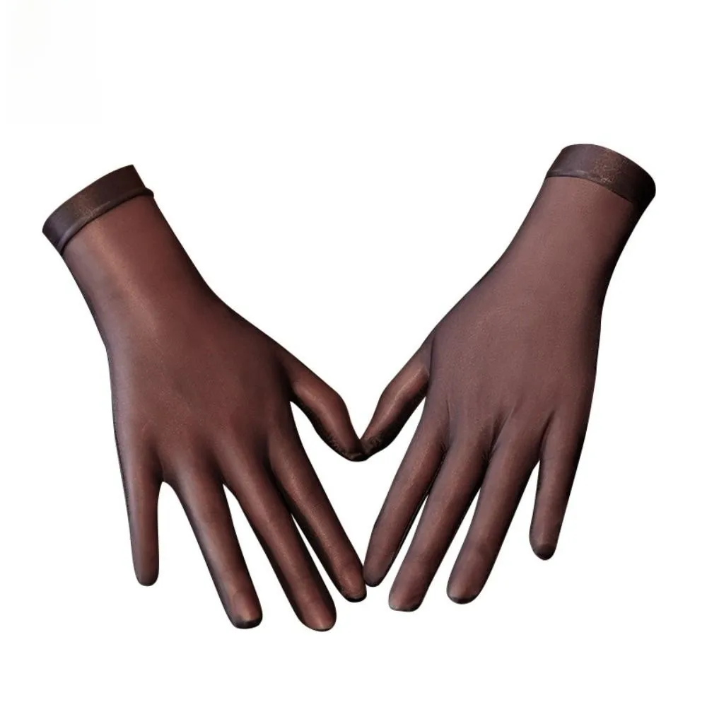 Breathable Thin Sun Protection Gloves Oily Glossy High Elasticity Transparent Gloves Cosplay Gloves Opera Performance