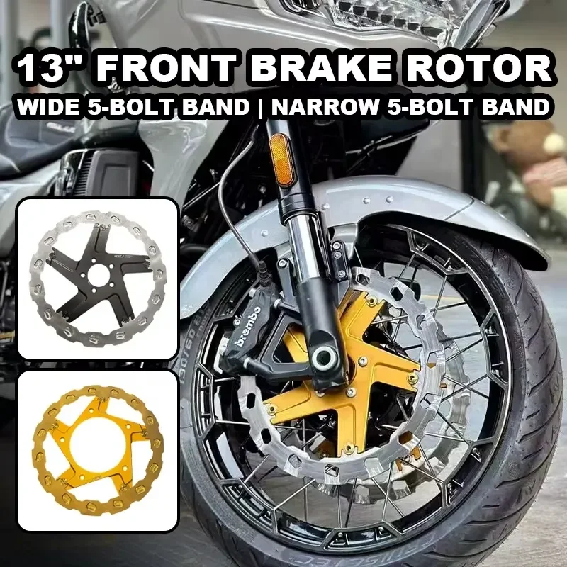 PB Style 13 Inch Front Brake Rotor for Harley Softail HD Touring Motorcycle 5-Bolt Performance Rotor Made of 7075 Aerospace