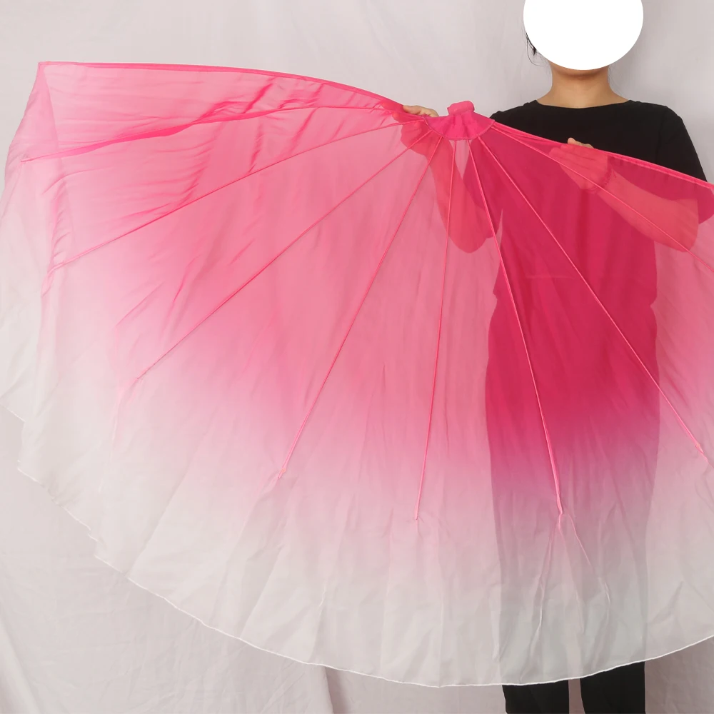 Fishbone Fan Veil Cartilage Big Size Soft Flowy Opening Dance Props Adults Stage Performance Event Show Costume Worship Blue