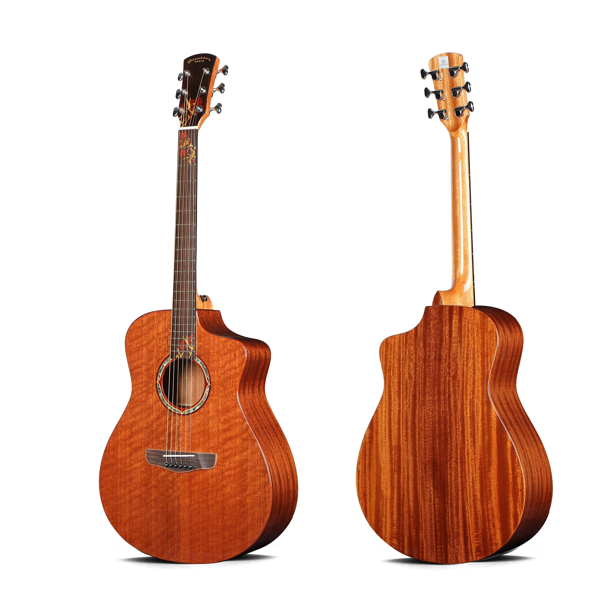 Chinese high quality mahogany guitar 41 inch handmade all solid acoustic electric guitar for wholesale