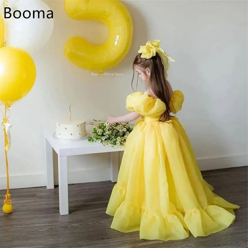 Booma A-Line Flowers Girl Dresses Organza Wedding Party Dress for Kids Floor-Length Girls Prom Gowns Customized