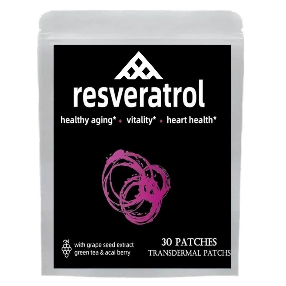 30 parches Resveratrol con extracto de semilla de uva, té verde y extracto de baya de Açaí, parche transdermico de máxima resistencia, antienvejecimiento
