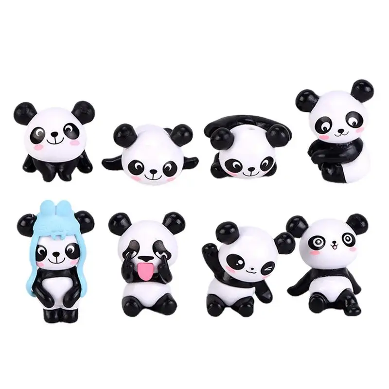 Miniature Panda 8pcs Mini Panda Figurine For Crafts Mini Panda Figurine For Crafts Tabletop Indoor Small Figurines Fake Panda