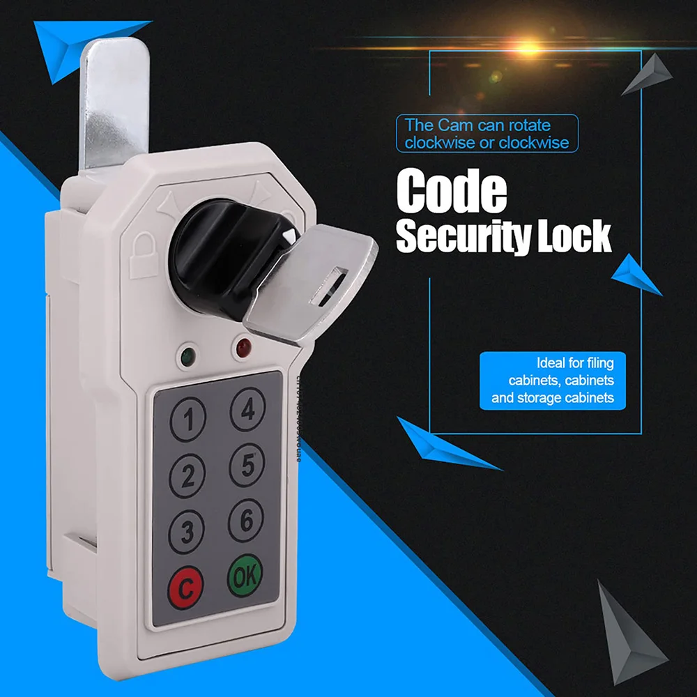 6 Digit Combination Lock for Cabinet,Digital Password Security Lock with Master Code Key Override Indicator No Screw Use