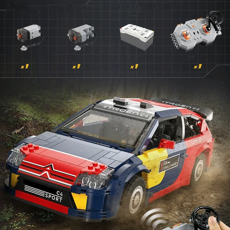 Bloc de construction de voiture de Sport technique, échelle 1:12, 2008 C4 France WRC Racing Radio 2.4ghz, véhicule télécommandé, brique, jouets RC