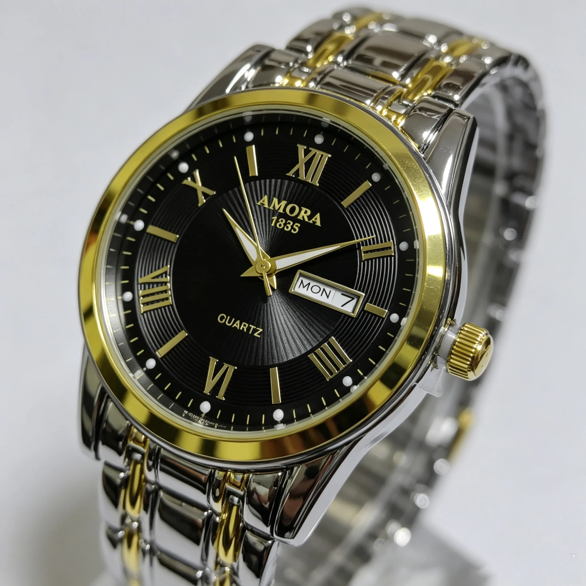 Original men's model with dual calendars, water-resistant, luxurious, analog, business-style, fashionable, Korean version, lumin