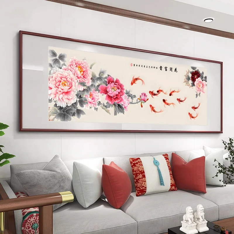 

New Luxury Peony Cross Stitch Handmade Embroidery Living Room High-End Feeling Modern Simple Sle Cotton Fabric Plant Flower...