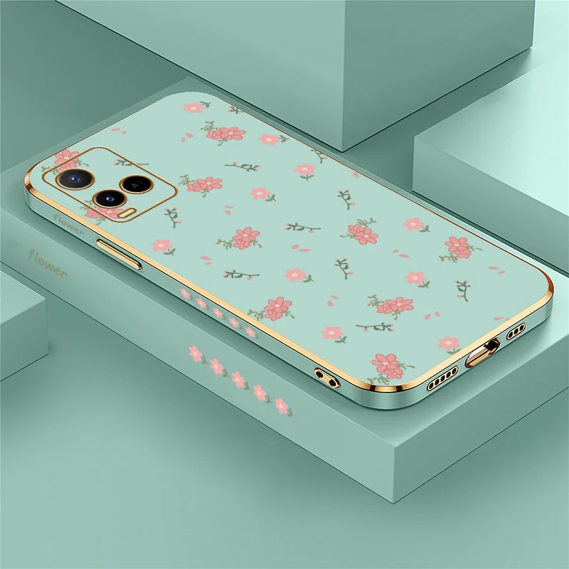 Phone Case For Vivo V40 V20 V21 V21E V23 V23E V27 V27E V29E V30 Pro V25 V25E Fashion Flower Printing Shockproof Silicone Cover