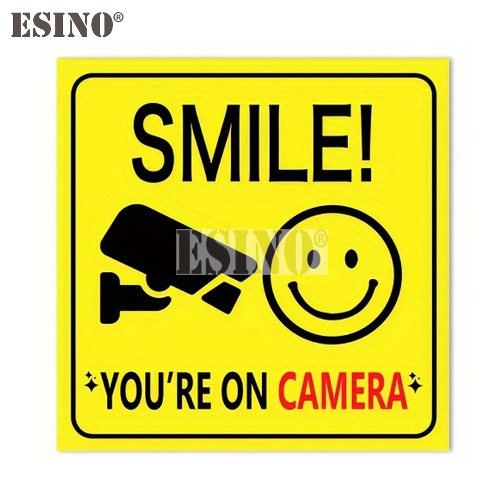 Car Styling Warning Smile Logo You're On Camera Cartoon PVC Painting Car Body Decal Waterproof Car Sticker Pattern Vinyl