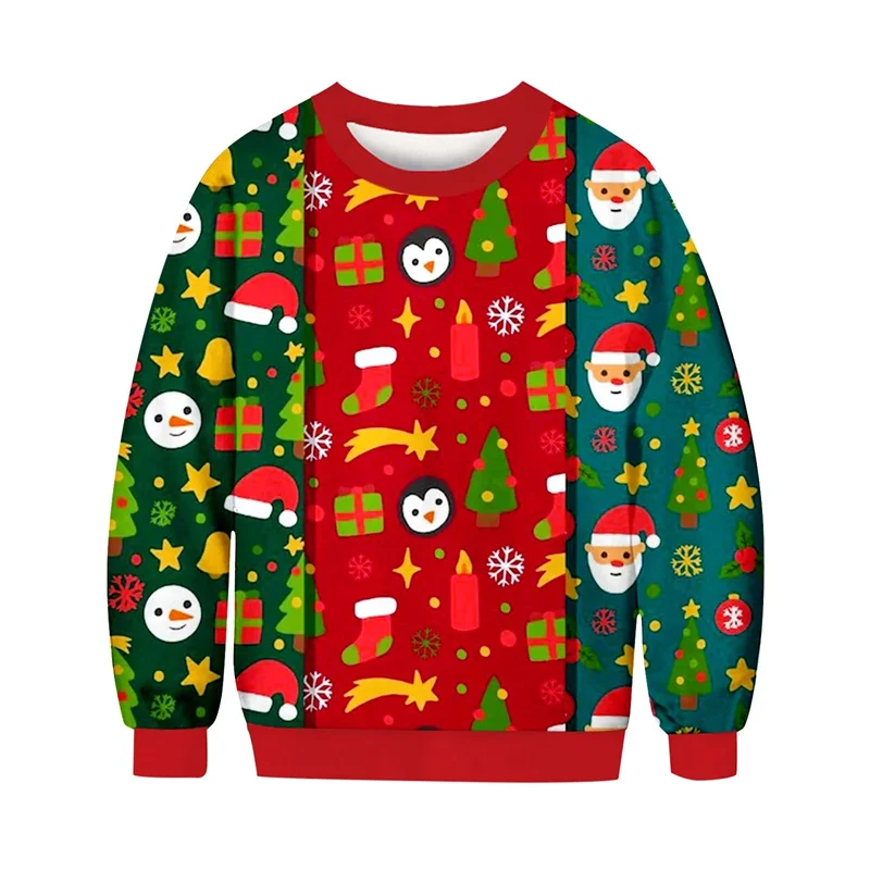 Santa Claus Pattern Hoodie For Men Christmas Decorations 3D Printed Pullover Autumn Long Sleeve O-Neck Hoodies Loose Sweatshirts