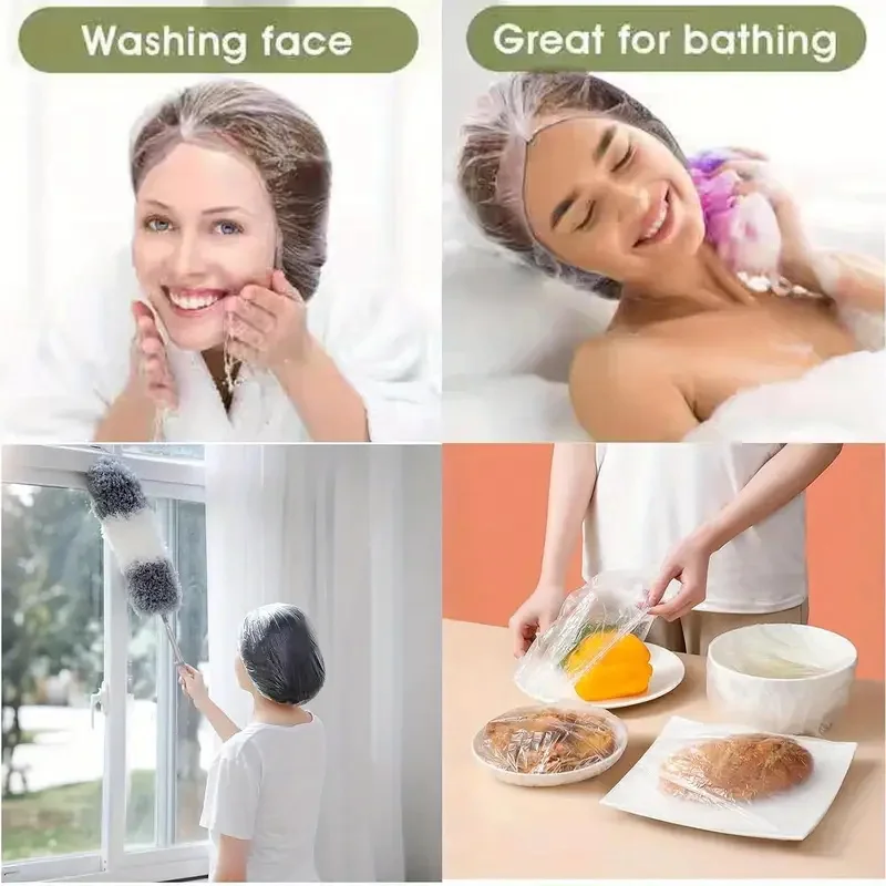 1000/500/100/50 قبعة استحمام للاستعمال مرة واحدة - قبعة دش مقاومة للماء - قبعة استحمام بلاستيكية - قبعات شعر للرجال والنساء - جودة عالية