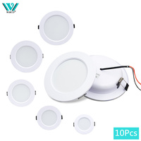 10pcs/lot LED Downlight White Body 5W 9W 12W 15W 18W Round Led Ceiling Light DC 12V 24V AC 110V 220V Bedroom Indoor Led Lighting