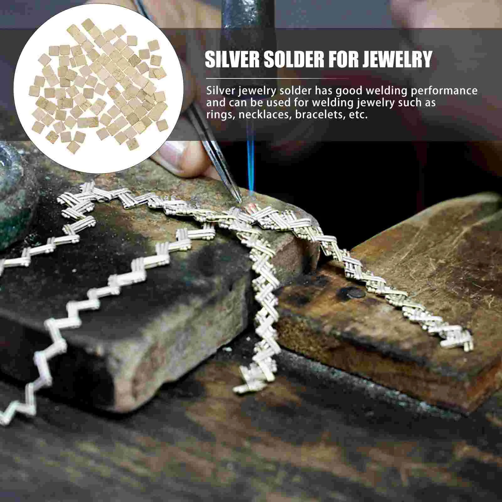 100 Pcs Jewelry Welding Material Precut Silver Solder Chips Restorer Tool Labels Kit Making Soldering Tab Hit Gold