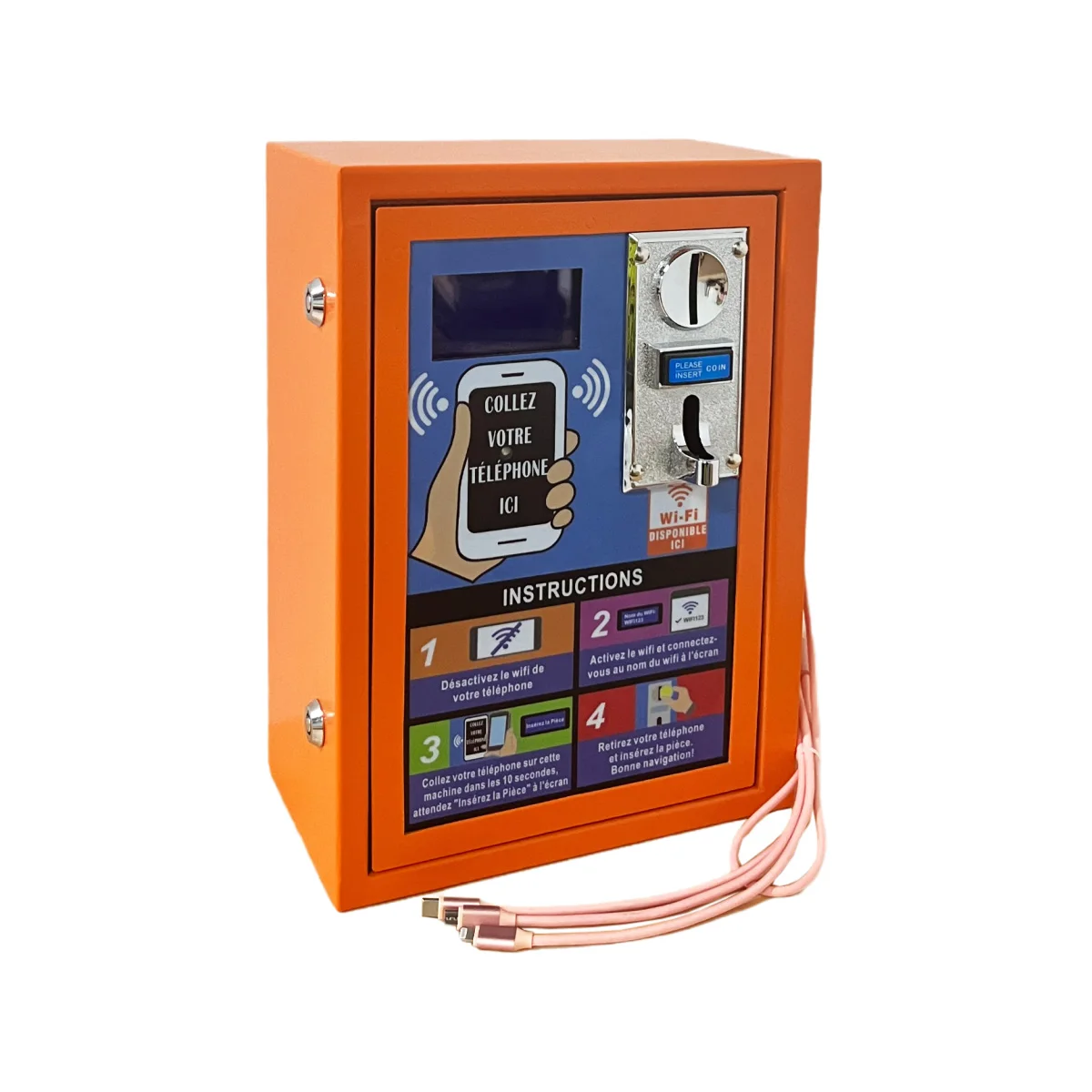 2024 New Product Coin Operated Self-service Vandal-Proof WiFi Vending Machine Add Charging Cable Hotspot