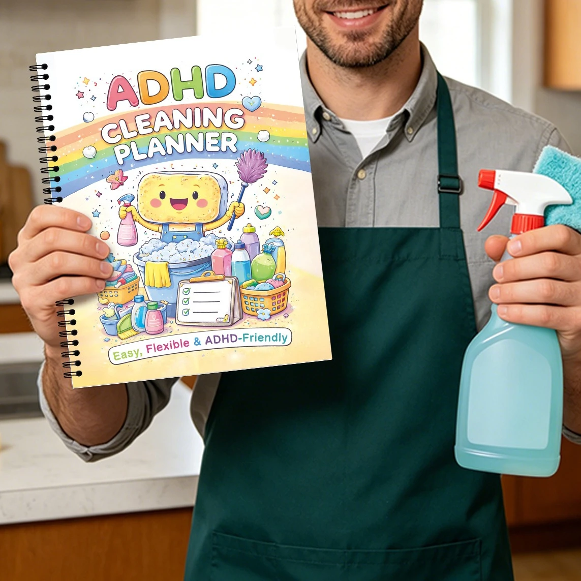 ADHD Cleaning Book Coil Notebook Home Task Schedule Planner Time Cleaning Checklist Organizer