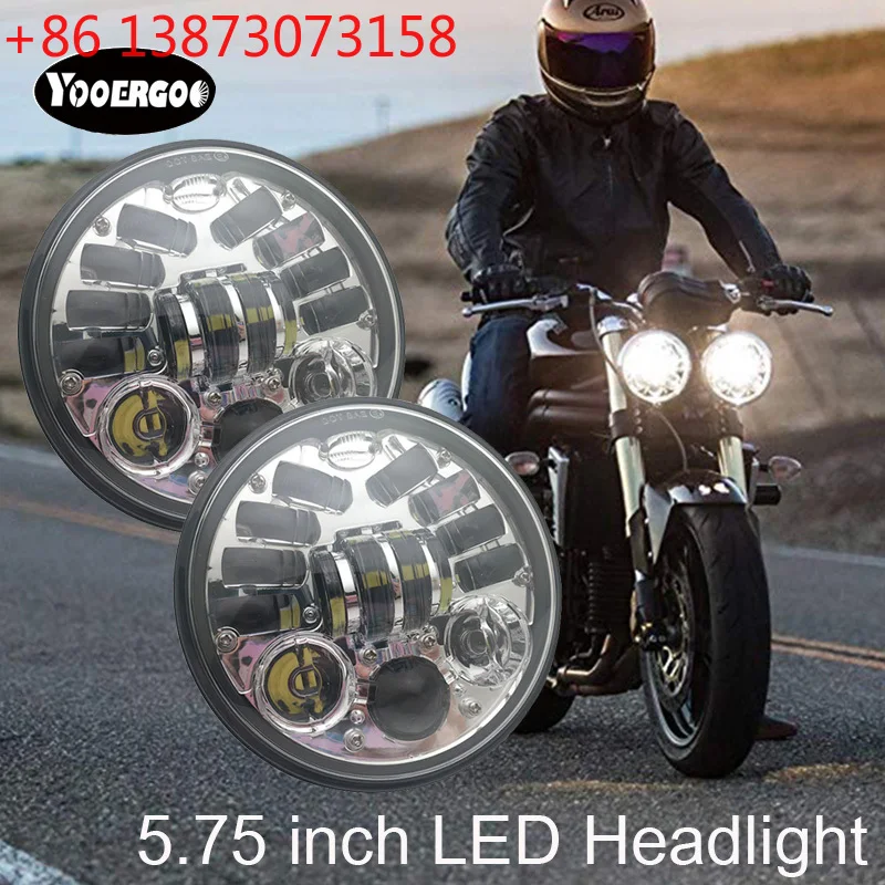 2X 5.75 inch Motorcycle LED DRL Halo Headlight for Triumph Rocket iii 3 & Speed Triple & Street Triple & Thunde 5 3/4