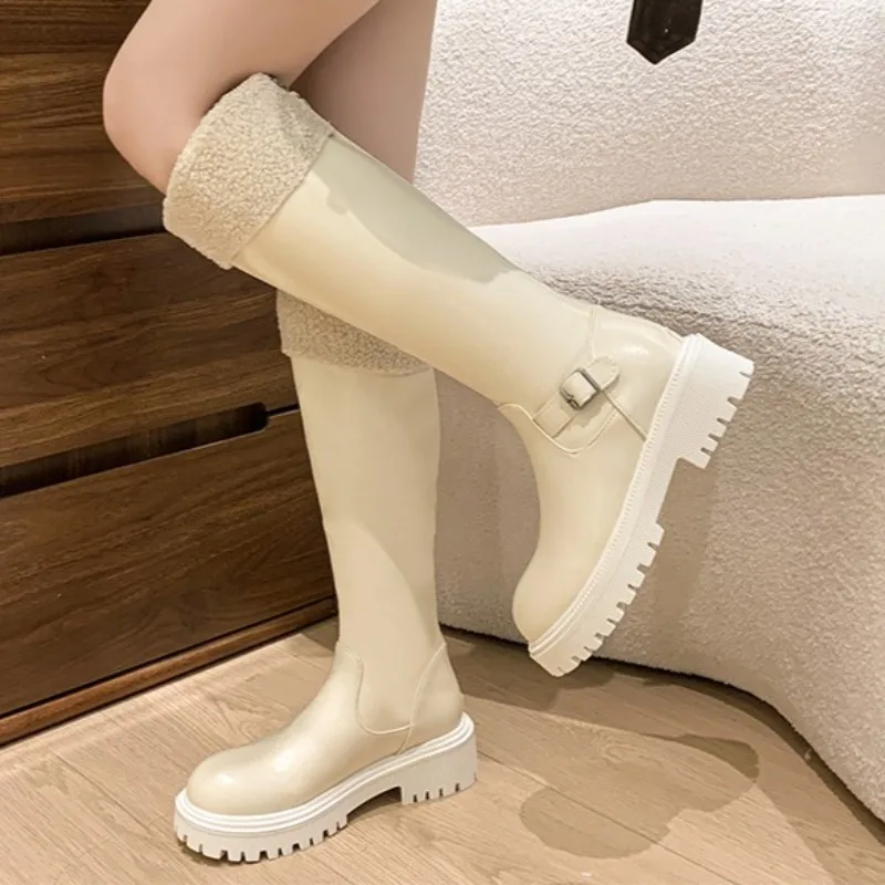 Women Heeled Long Boots 2025 Winter Plush Shoes Fashion Elegant New Trends Knee Boots Designer Classical Dress Pumps Zapatillas - view 5