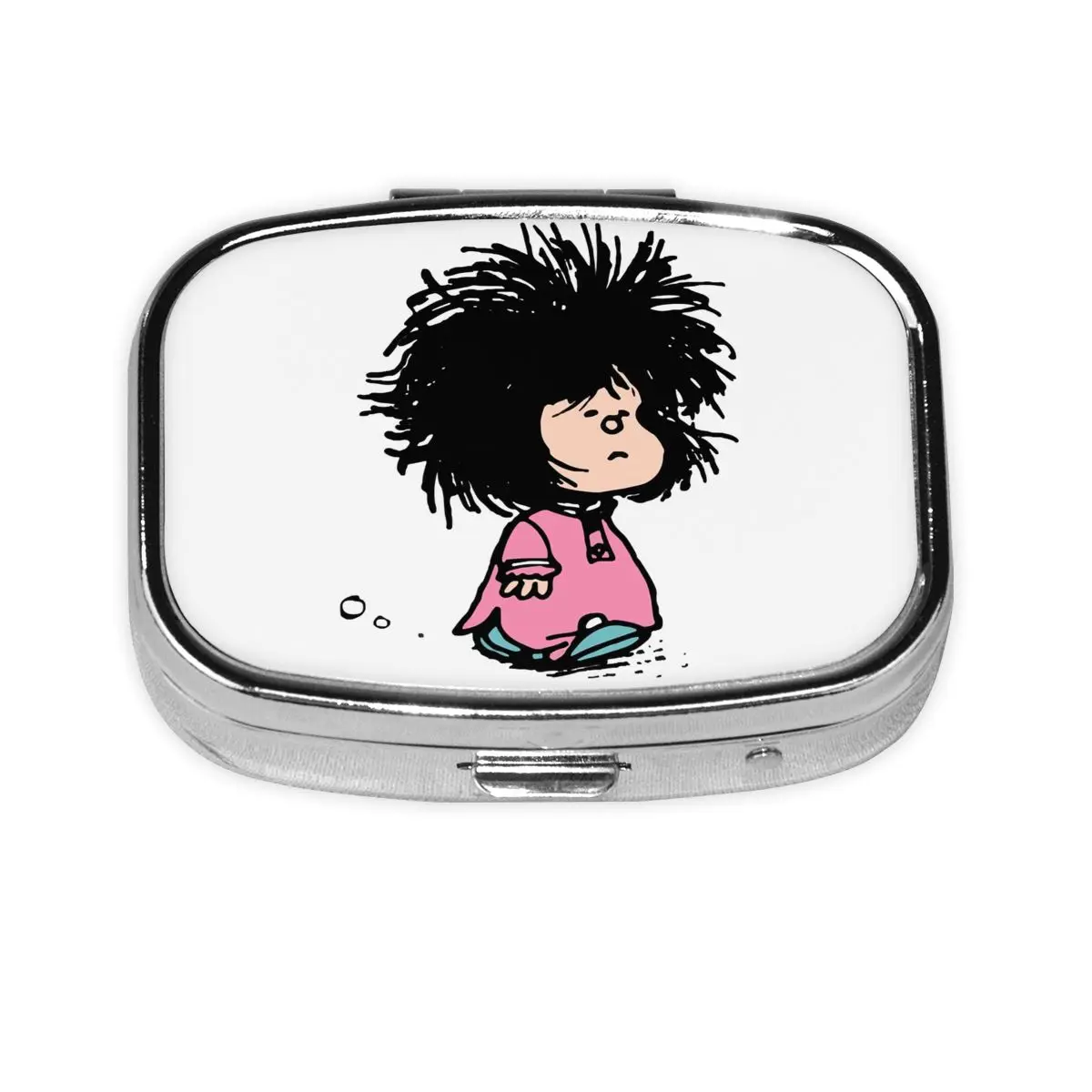 

Юмор Манга Мафальда мини портативный чехол для таблеток 2 сетки Quino Аргентина мультфильм медицинский органайзер чехол для хранения таблеток для путешествий