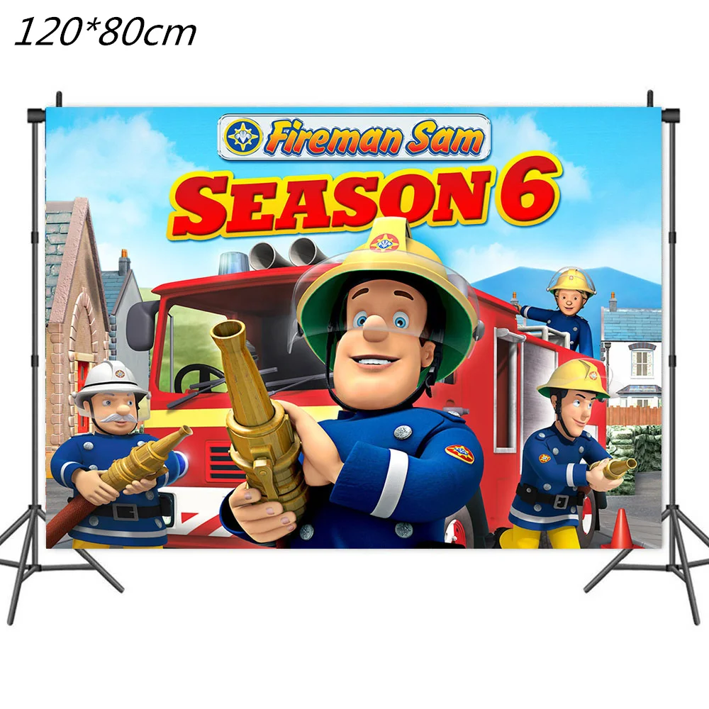 Feuerwehrmann Sam Thema Alles Gute zum Geburtstag Partyzubehör Set Hintergrund Tasse Teller Servietten Tischdecke Party Kinder Jungen Favor Ballons Dekor – Detail 9