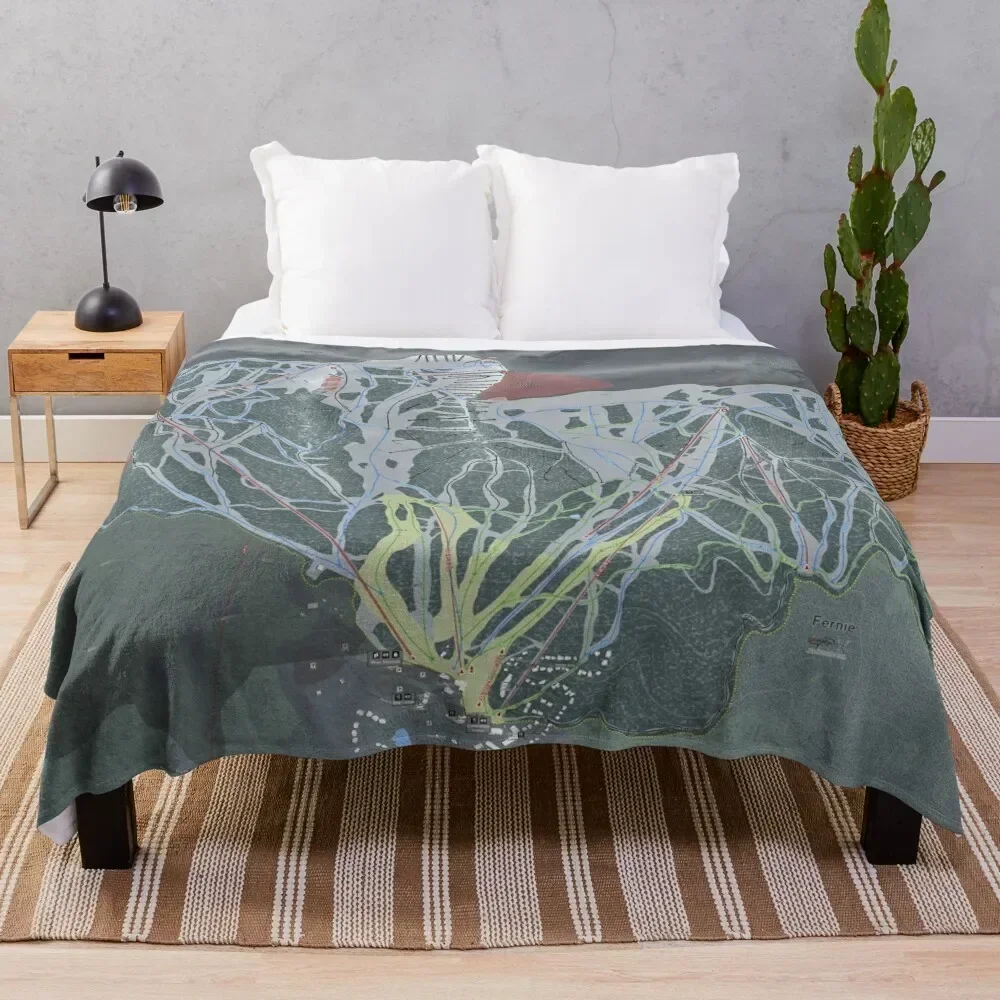 

Fernie Resort Trail Map Throw Blanket Long Lasting Soft Plush Blanket for Daily Use