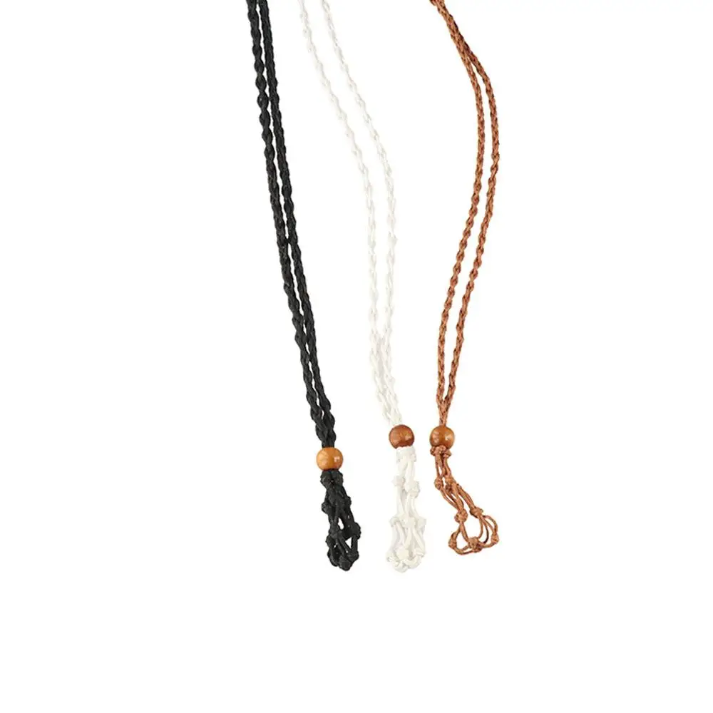 Adjustable Net Bag Braided Necklace Handmade Durable Net bag necklace fashion Retro style Crystal Stone Pendant Necklace Men