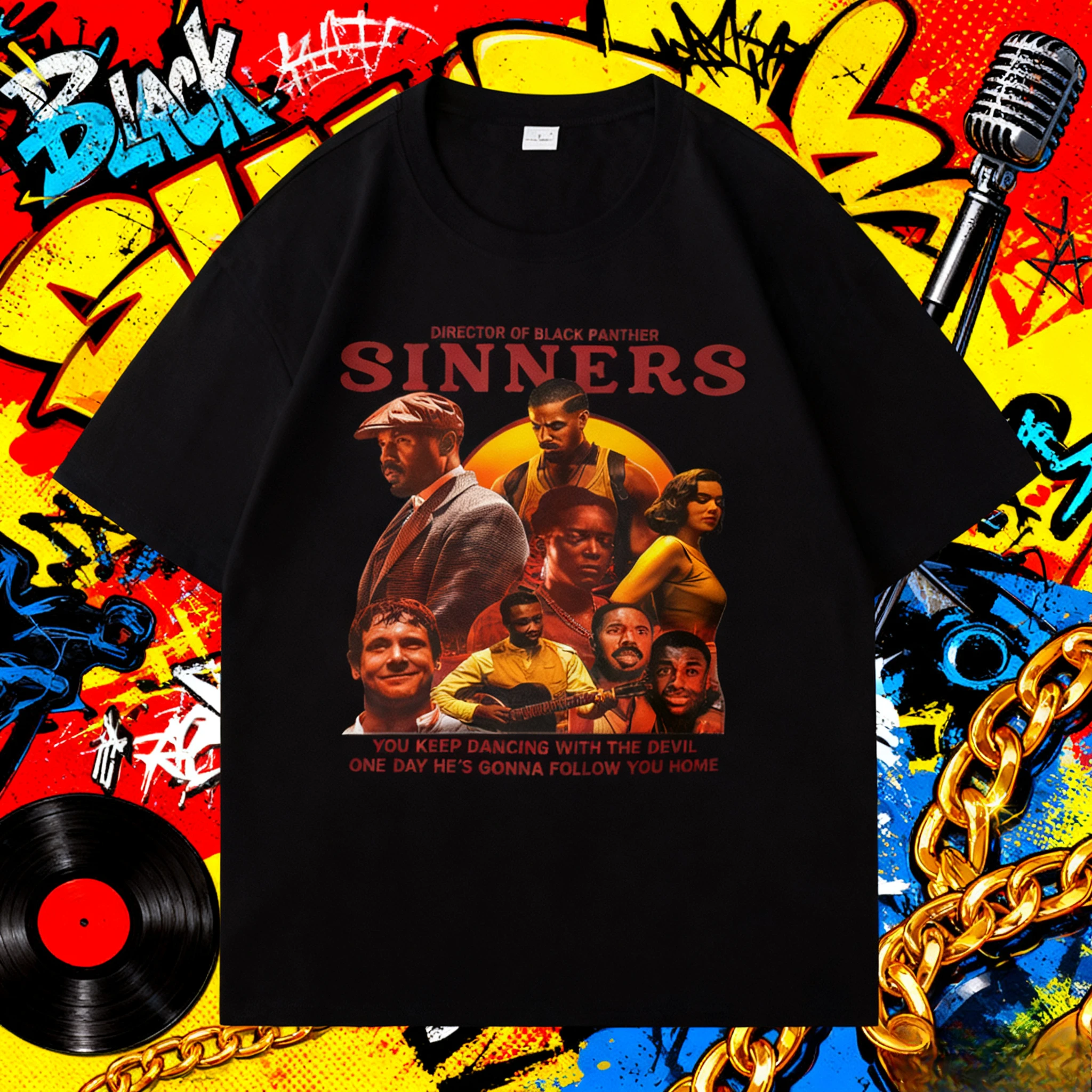 

Sinners Movie Popular Graphics 2025 Movie Shirt Gift for Both Men and Women, High-quality Summer Printed 100% Pure Cotton Top.