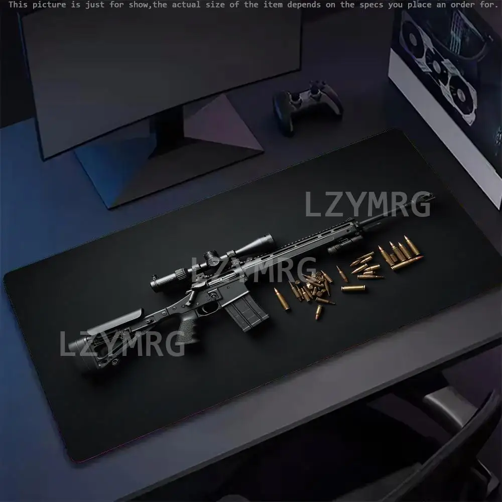 

Rifle Pistol Revolver Gun Large Size Mouse Pad Precision Gaming Design Desk Anti-Slip Rubber Bottom Washable Surface Offices Mat