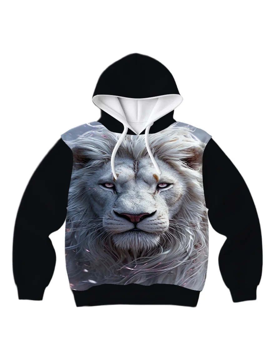 

2025/26 Последние популярные толстовки Y2 Animal Lion Street Trend 3D осень/зима для взрослых, мужские и женские толстовки с большими карманами