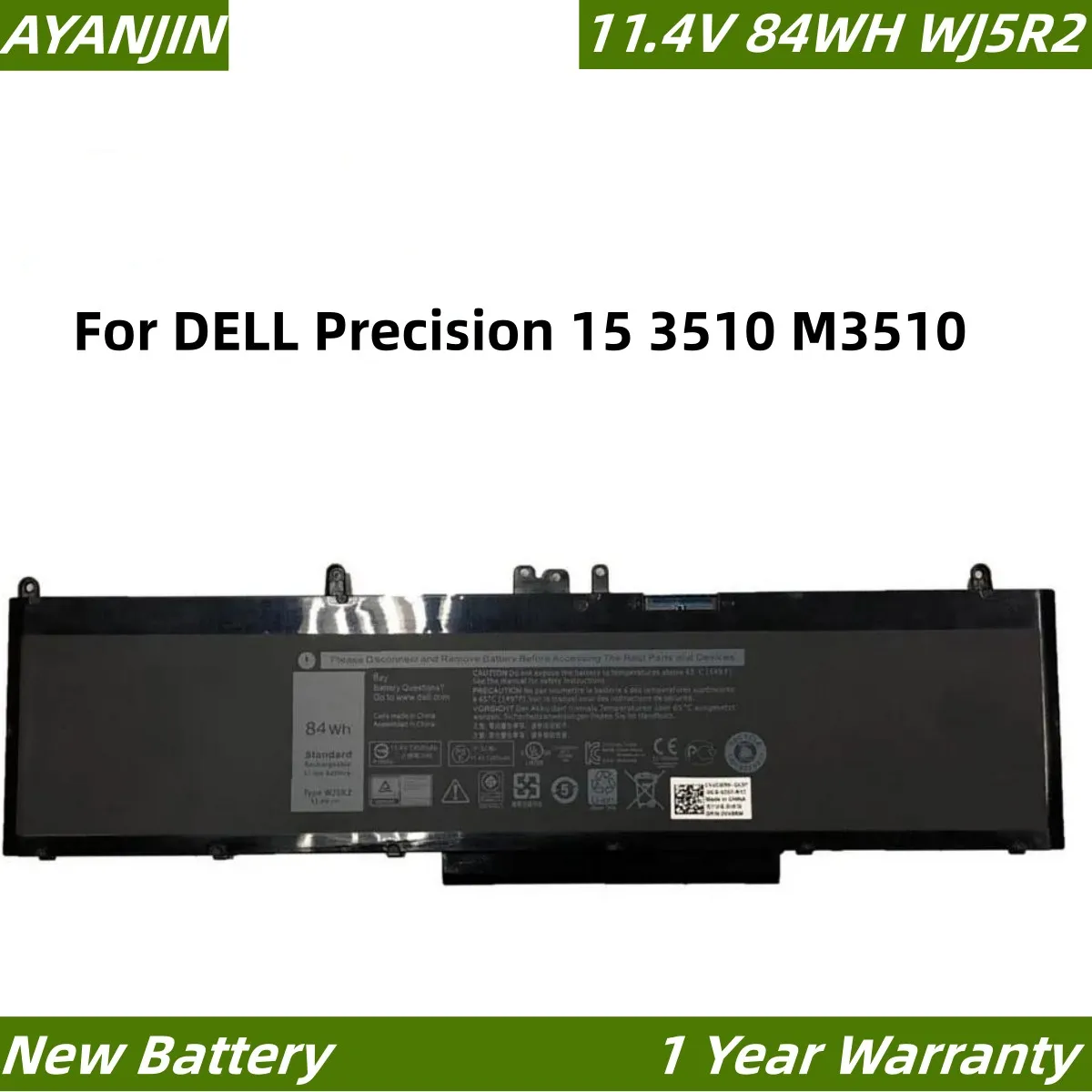 

11.4V 84WH WJ5R2 Laptop Battery for DELL Precision 15 3510 M3510 Series Notebook WJ5R2 4F5YV